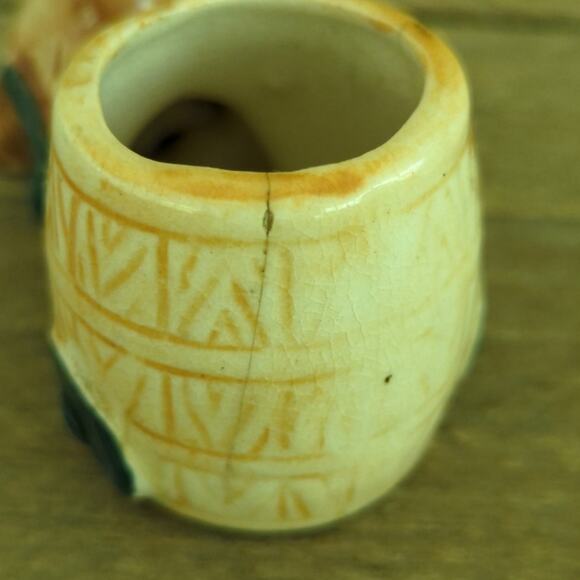 Vintage 50s Ceramic Donkey Pulling Barrel Cart Tiny Planter or Toothpick Holder - Picture 10 of 10